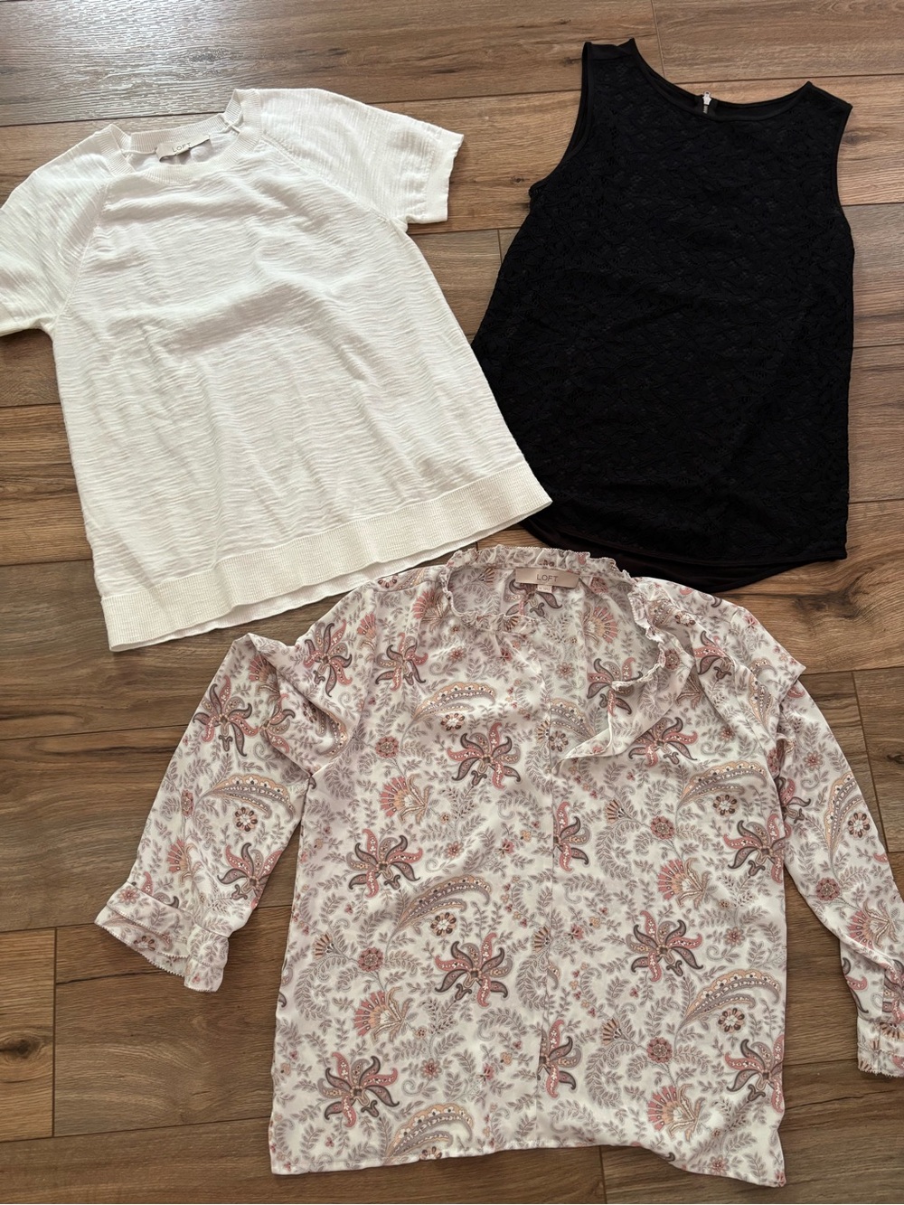 LOFT Mixed Tops Set - Black, White, Blush Paisley